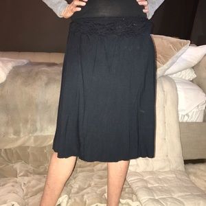 Poleci Black Skirt w/ Floral Detail